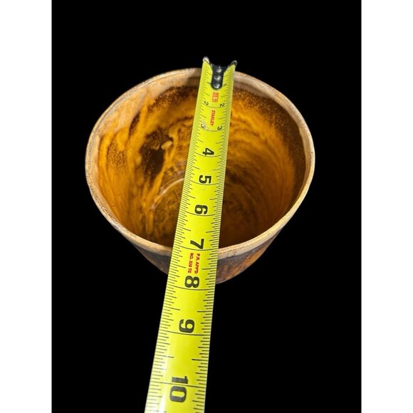 Vintage 1970s Ceramic Gold Drip Glaze Basket Style Planter Pot 6" Marked - Picture 9 of 12